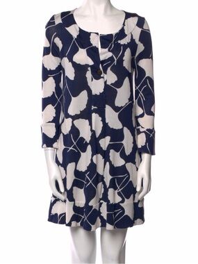 Y2K Diane Von Furstenberg size 2 GABY silk jersey blue ginkgo print